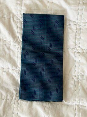 Blue striped abstract lines motif block print unstitched saree lehenga blouse